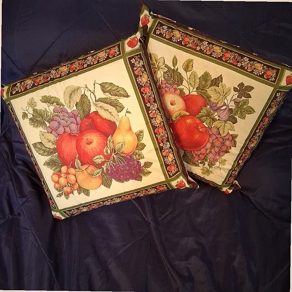 16x16 Inch Pillow Shams With Pillows Fruit Vintage
