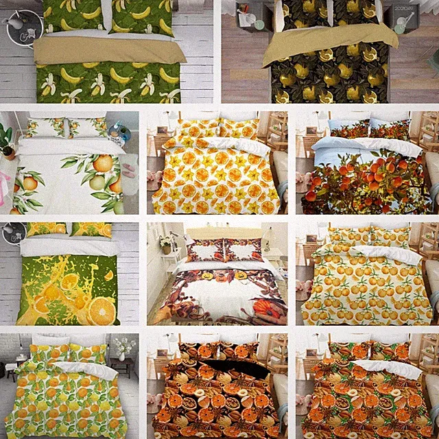 3D Fruits Leaves Pattern Background Quilt Cover Duvet Cover Comforter set