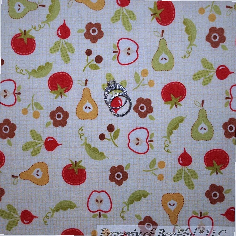 BonEful Fabric FQ Cotton Flannel Quilt Yellow FRUIT Flower Red Orange Green Pear