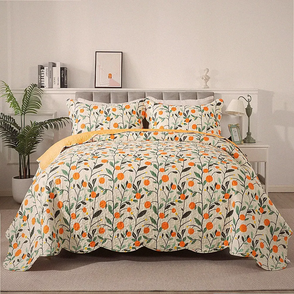 Floral Quilt King Size - Wildflower Bedspreads 3-Piece, Fruit Quilt Sets for...