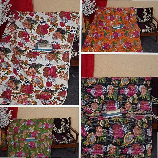 Fruit print Cotton kantha blankets