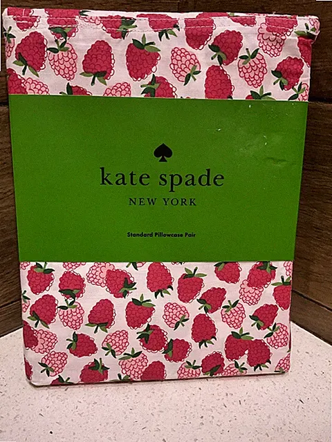 Kate Spade 100% Cotton Percale Rasberries Berries Pillowcases Set of 2 Standard