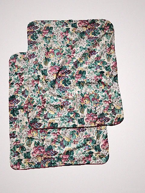 Laura Ashley Rubens Fruit Pillow Shams 24” x 30” Vintage Floral Red Pink Green