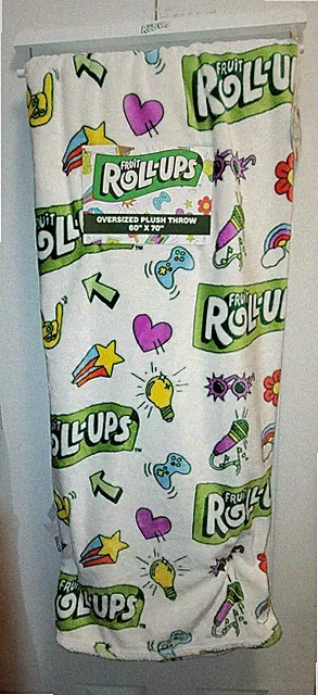 NEW Fruit Roll-Ups Fruit Snack Candy Plush Throw Blanket 60" X 70"