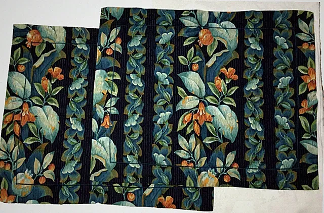 NOS Vintage Cannon Standard Shams (2) Navy Blue Multi Floral Fruit Stripe USA
