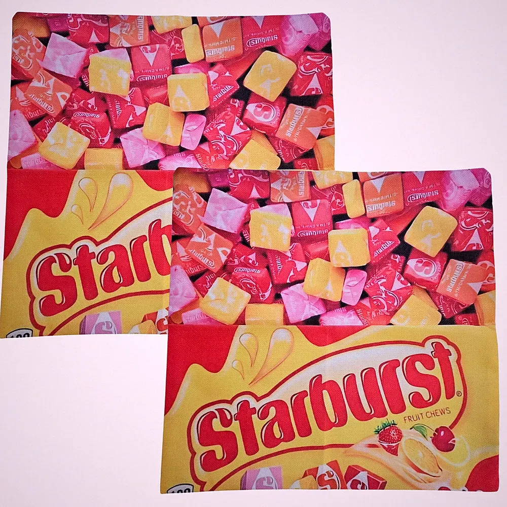Pillow Shams Starburst Fruit Chews Noveltry Print Set of 2 Square 17.5 x 17.5"