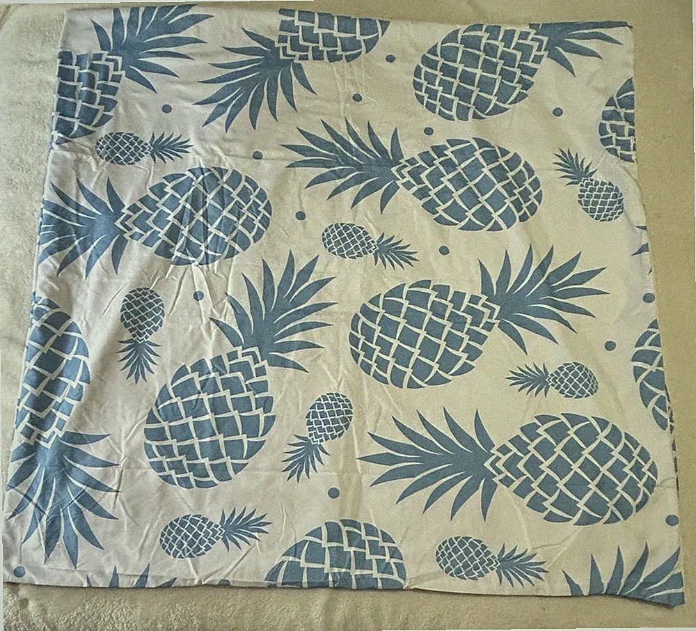 Queen Pineapple Print Duvet Cover Blue White Fruit Theme nev_16771_queen Bedding