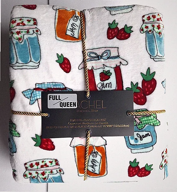 Rachel Roy Canning Fruit Preserves Jams Full Queen 90 x 90" Blanket Strawberries
