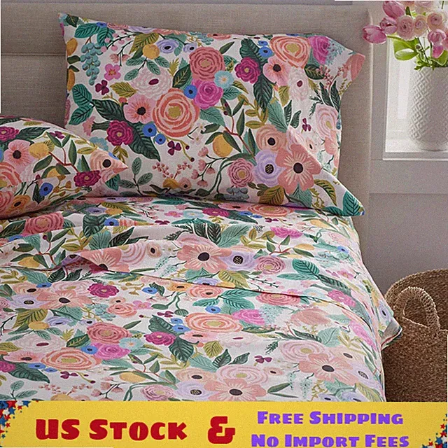 Rifle Paper Co. Garden Party Classic Cool Cotton Percale Bed Sheet Set - Multi
