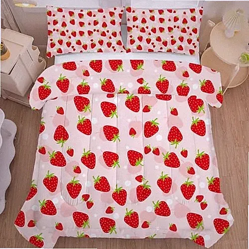 Strawberry Bedding Set Size Pink Fruits Comforter for Full/Queen Strawberry 04