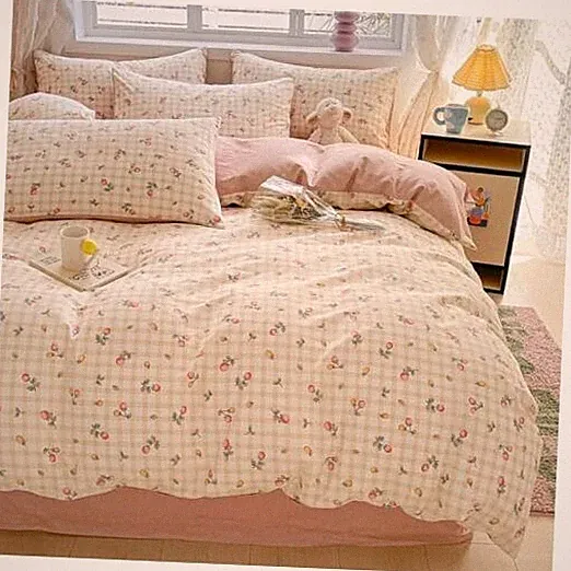 Strawberry Duvet Cover Set Queen 100% Cotton Bedding Red Yellow Fruit Floral