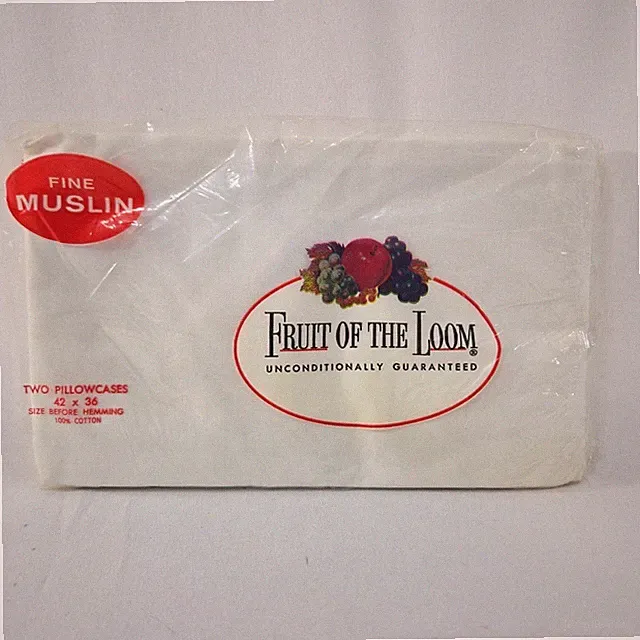Vintage Fruit of the Loom Fine Muslin Pillowcases Set of Two NOS 42 x 36" USA