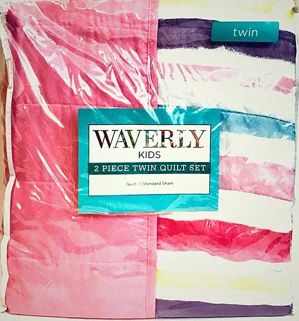 Waverly Kids Fruit Loop Stripes Pink 2 Piece Twin Quilt Set With Sham Polyester